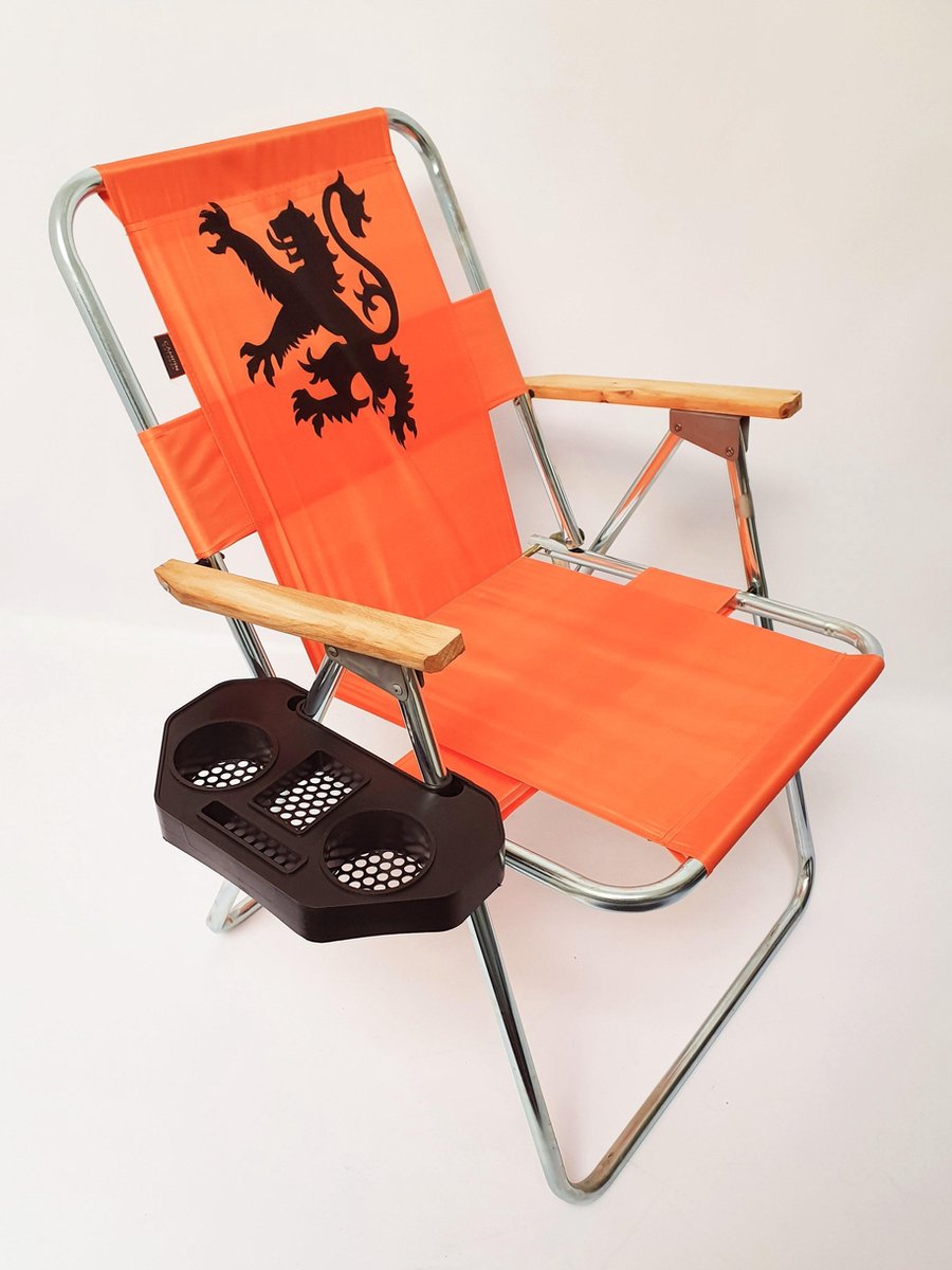 Klapstoel - Campingstoel - Tuinstoel - Visser stoel - Inklapbaar- Met Bekerhouder- Oranje (7421092639214)
