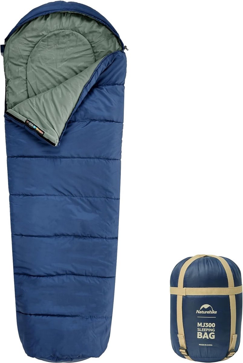 300GSM Mummieslaapzak Compact klein pakformaat Ultralichte winter- en zomerslaapzak 4°C voor kamperen, reizen, paardrijden (8998339295780)