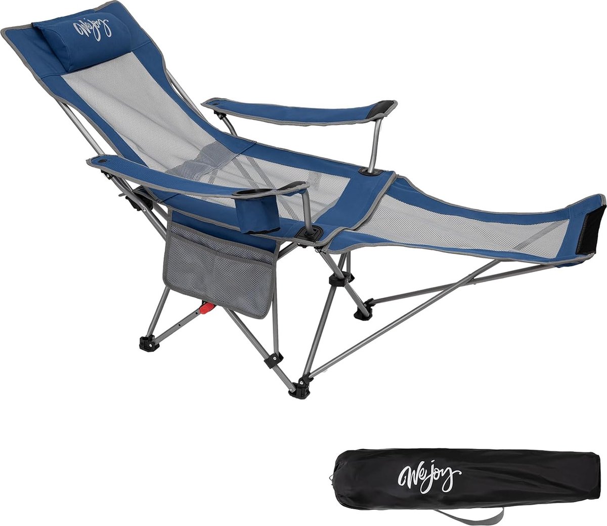 2-in-1 campingstoel Opvouwbare ligstoel Opvouwbare strandstoel met verstelbare rugleuning en voetsteun (4801288600922)