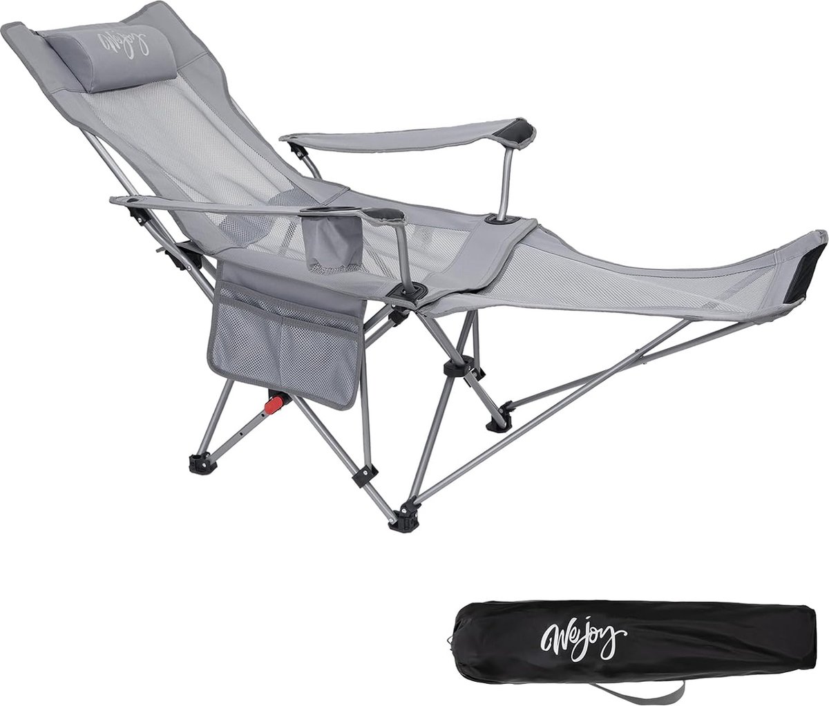 2-in-1 campingstoel, inklapbare ligstoel, opvouwbare strandstoel met verstelbare rugleuning en voetensteun (7756002258552)